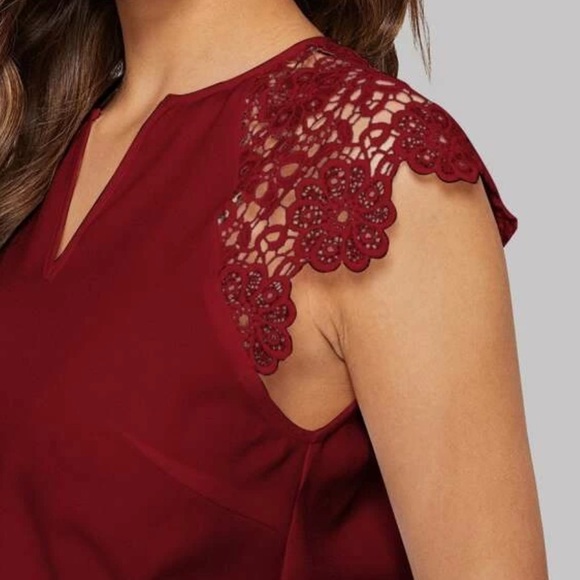 Boho lace detail blouse red - Picture 9 of 15